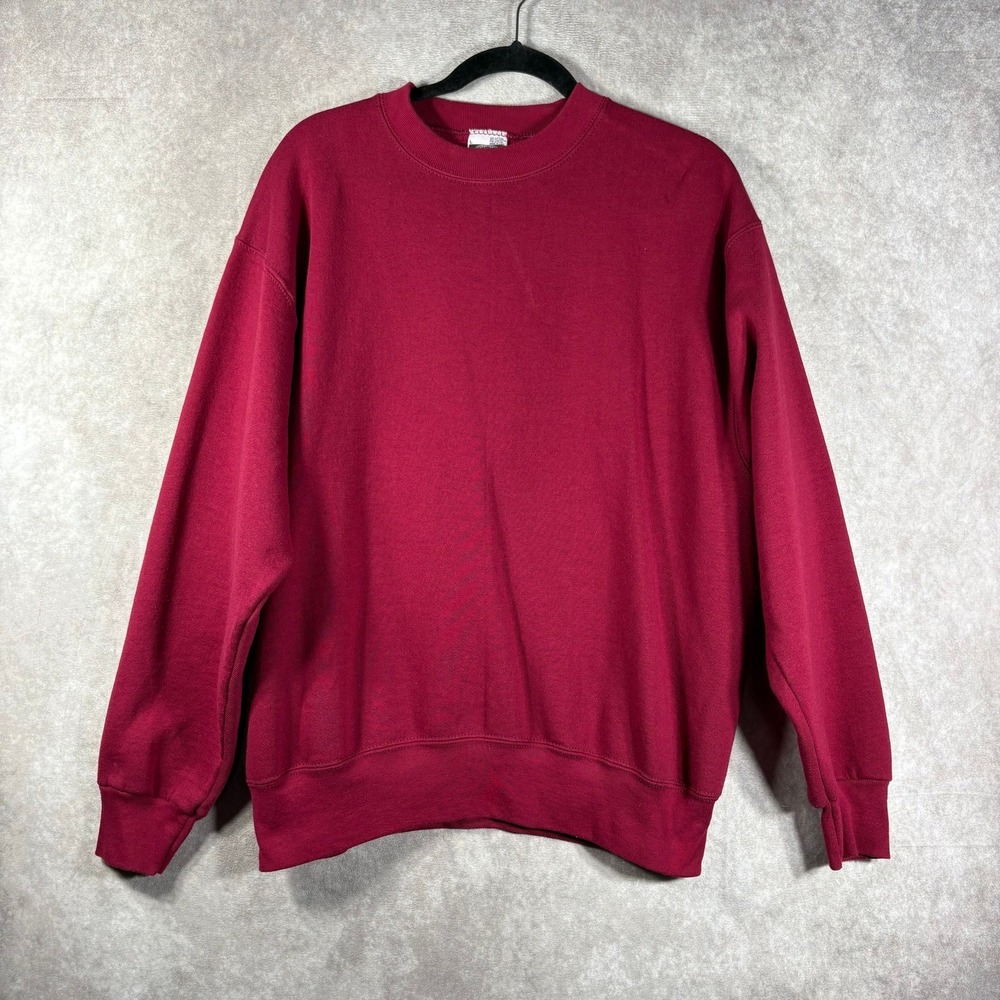 Vintage Fruit Of The Loom Blank Sweatshirt Mens Large Red Fleece Heavyweight USA